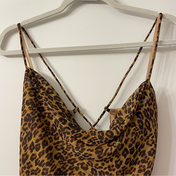 NWT STAUD Mini Bellamy Leopard Print Spaghetti Strap Dress L - Picture 6 of 15